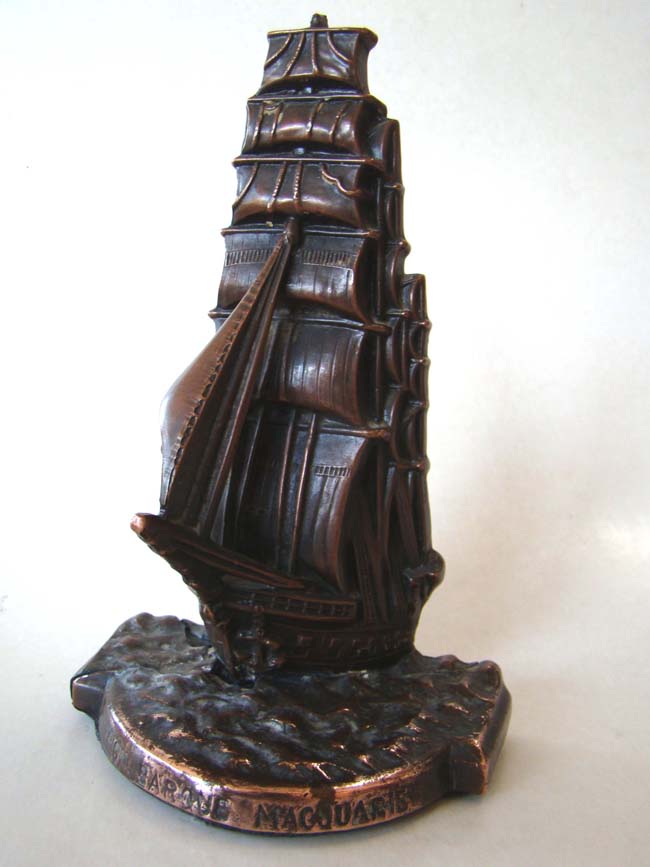 A vintage single bookend circa 1935 depicting the Iron Barque Macquarie built in 1875
